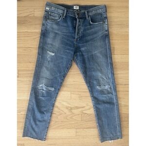 Citizens of Humanity Corey Slouchy Slim Raw Hem Button Fly Jeans Size 26 Blue